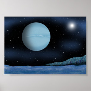 Nacht waarin de blauwe planeet gloeit. poster
