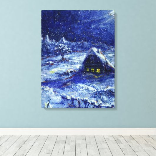Nacht. Winter. Rusland Canvas Afdruk (Insitu (Houten vloer))