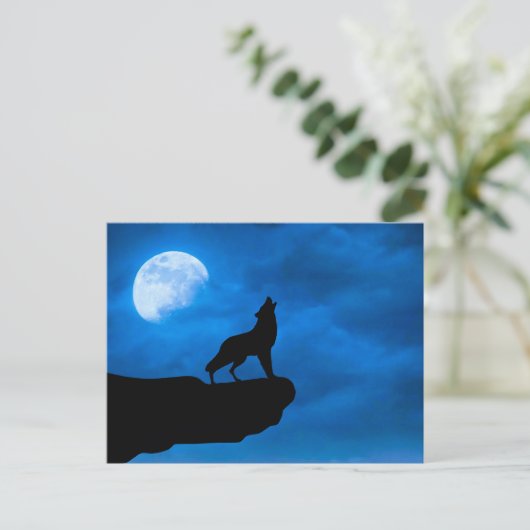 Nacht Wolf Feestdagenkaart (Staand voorkant)
