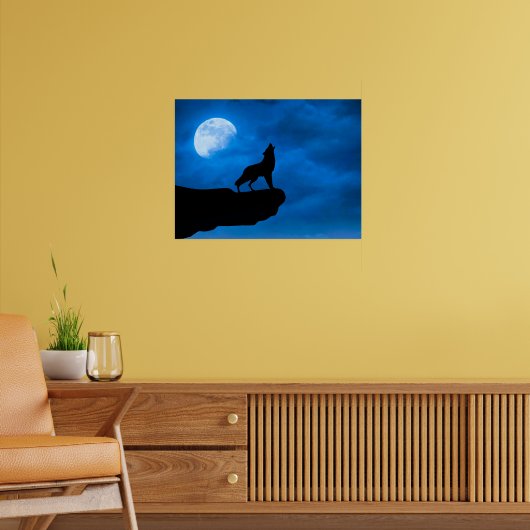 Nacht Wolf Poster (Woonkamer 2)