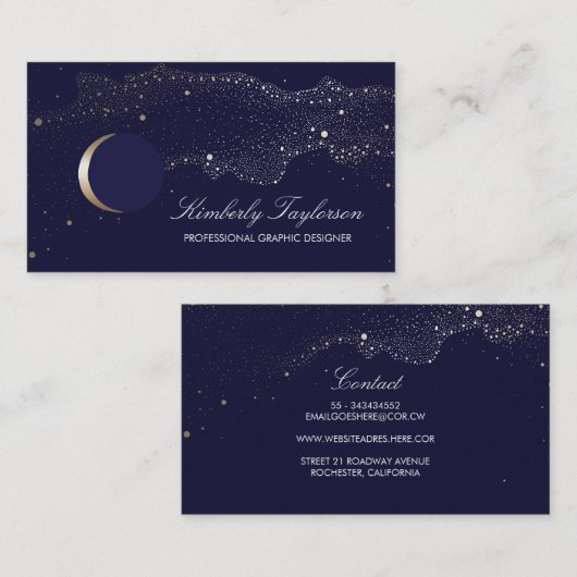 Nacht-zeemacht en gouden sterren visitekaartje (Voorkant / Achterkant)