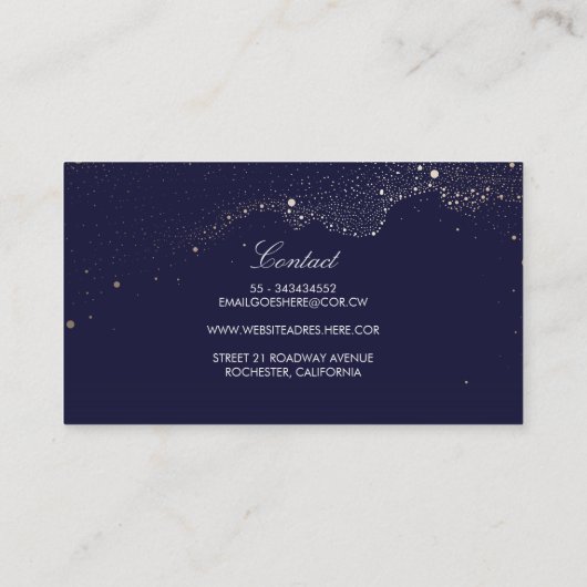Nacht-zeemacht en gouden sterren visitekaartje (Achterkant)