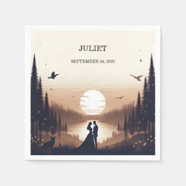 Nacht Zonsondergang Maan Wolk Schemering Bruidsfee Servet