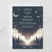 Nacht Zonsondergang Sterren Maan Wolk Twilight Bru Kaart (Voorkant)