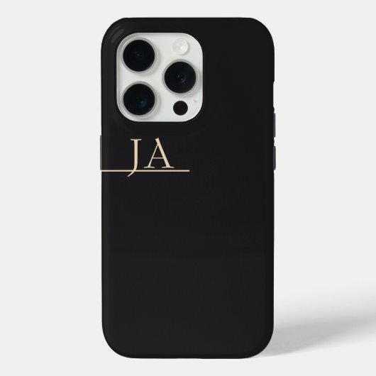Nacht Zwarte Effen Kleur Abrikoos Beige Initialen Case-Mate iPhone Case (Achterkant)