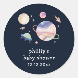 Nacht Zwarte Galaxy Ruimte Maan Ster Jongens Baby Ronde Sticker