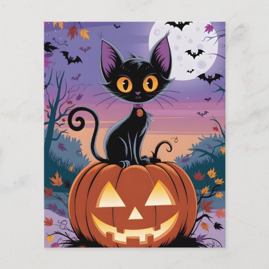 Nacht, zwarte kat en litteken flyer (Voorkant)