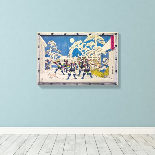 nachtaanval | Utagawa Hiroshige | Canvas Afdruk (Insitu (Houten vloer))