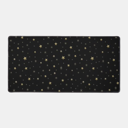 Nachtachtergrond gouden sterren op zwarte hemel bureaumat (Voorkant)