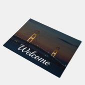 Nachtavond bij Mackinac Bridge Welkom Doormat Deurmat (Schuin)