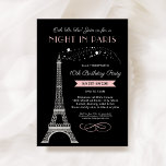 Nachtavond in Paris Girly Eiffel Tower Birthday Pa Kaart<br><div class="desc">Oh La La La! Deze uitnodiging van de "Night in Paris" van de Franse Birthday Party voor een 10-jarige (of mademoiselles van om het even welke leeftijd) bevat een mousserende faux zilveren glitter Eiffeltoren en een kleursysteem van lichtroze, zwart. De elegante en stijlvolle tekst kan volledig gepersonaliseerd zijn met de...</div>