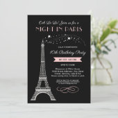 Nachtavond in Paris Girly Eiffel Tower Birthday Pa Kaart (Staand voorkant)