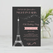 Nachtavond in Paris Girly Eiffel Tower Birthday Pa Kaart (Staand voorkant)