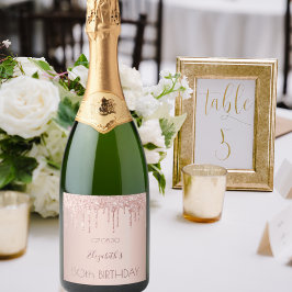 Nachtavond roos goudglitter vrouwen sparkling wijnetiket