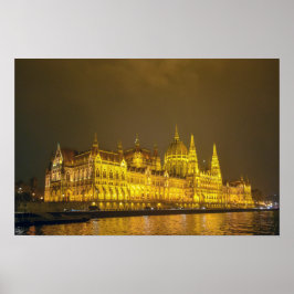 Nachtbeeld, Hongaars Parlement, Boedapest Hongarij Poster