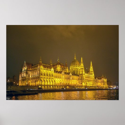 Nachtbeeld, Hongaars Parlement, Boedapest Hongarij Poster (Voorkant)