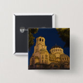 Nachtbeeld van Alexander Nevski-kathedraal Vierkante Button 5,1 Cm (Voorkant /achterkant)