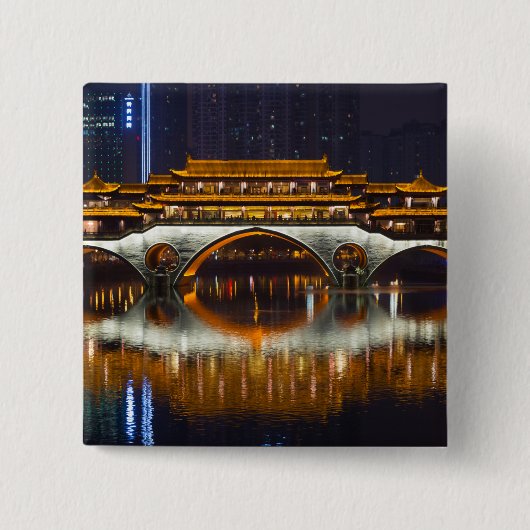 Nachtbeeld van Anshun-brug Vierkante Button 5,1 Cm (Voorkant)