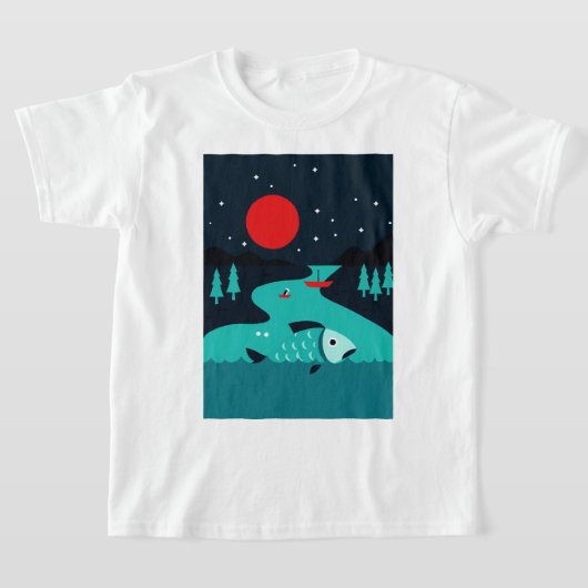 Nachtbeeld van een rivier t-shirt (Laagn)