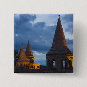 Nachtbeeld van het Vissersbastion, Kasteelheu Vierkante Button 5,1 Cm