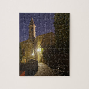 Nachtbeeld van kerk in de schemering, Pienza, Ital Legpuzzel