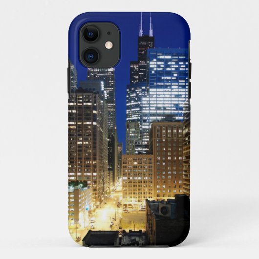 Nachtbeeld van stadslandschap van Chicago Case-Mate iPhone Case (Achterkant)