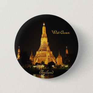 Nachtbeeld van tempels Wat Arun in Bangkok Ronde Button 5,7 Cm