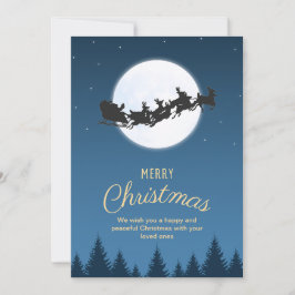 Nachtblauw Eenvoudige Kerstman slee Vrolijk Kerstf Kaart