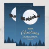 Nachtblauw Eenvoudige Kerstman slee Vrolijk Kerstf Kaart (Voorkant / Achterkant)