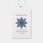 NACHTBLAUW EENVOUDIGE SNEEUWVLOK BRUILOFT Dank u Cadeaulabel (Voorkant)