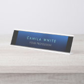 Nachtblauw Elegant Professioneel Classy Business Bureau Naambordje (Voorkant)