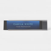 Nachtblauw Elegant Professioneel Classy Business Bureau Naambordje (Voorkant)