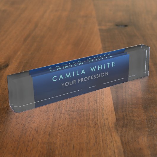 Nachtblauw Elegant Professioneel Classy Business Naambordje (Zijkant)