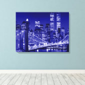 Nachtblauw New York City Pop Art Canvas Afdruk (Insitu (Houten vloer))