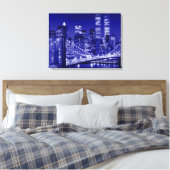 Nachtblauw New York City Pop Art Canvas Afdruk (Insitu (Slaapkamer))