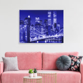 Nachtblauw New York City Pop Art Canvas Afdruk (Insitu (Woonkamer))