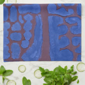 Nachtblauwe Abstracte Vintage Kunst Theedoek (Gevouwen)