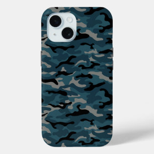 Nachtblauwe camo camouflage iPhone 15 case