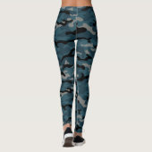 Nachtblauwe camo camouflage leggings (Achterkant)