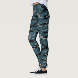 Nachtblauwe camo camouflage leggings