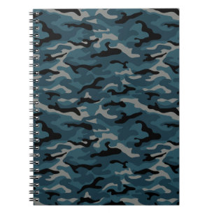 Nachtblauwe camo camouflage notitieboek