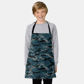 Nachtblauwe camo camouflage schort (Gedragen)