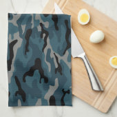 Nachtblauwe camo camouflage theedoek (Quarter Fold)