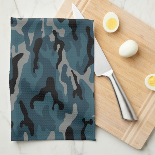 Nachtblauwe camo camouflage theedoek (Quarter Fold)