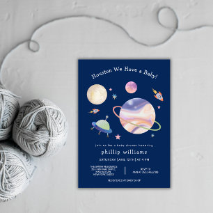 Nachtblauwe Galaxy Ruimte Maan Ster Baby Shower Kaart