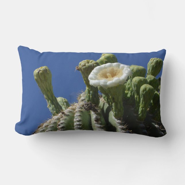 Nachtbloeiend Wonder: Saguaro Bloem Worp Kussen (Voorkant)