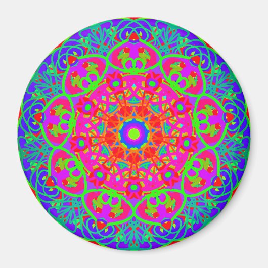Nachtbloeiende bloem Mandala stijl magneet (Voorkant)
