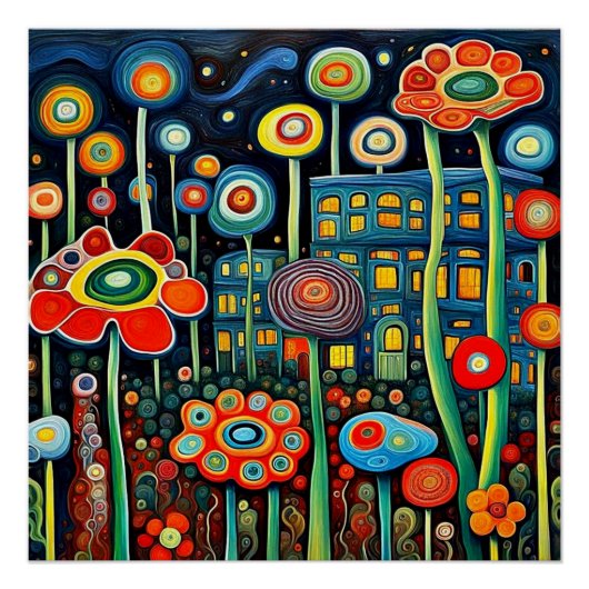 Nachtbloeiende tuin perfect poster (Voorkant)