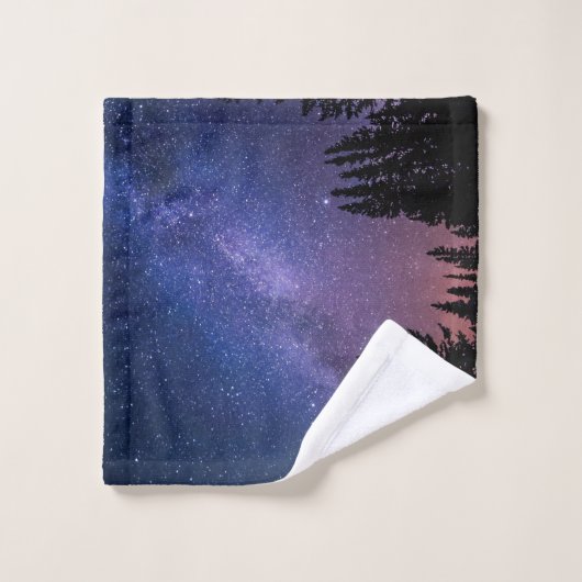 Nachtbomen en sterren | Handdoekset Bad Handdoek (Wasdoekje)