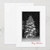 Nachtboom met sneeuwvlokken Kerst Kaart (Voorkant / Achterkant)